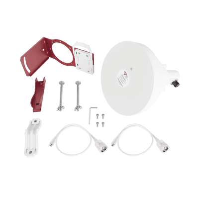 Antena Tipo Horn de 30 °, 19 dBi, 4.9-6.5 GHz, Ideal para ambientes de alto ruido,  Tipo de conector N-Hembra, con montaje y jumpers incluidos 