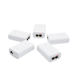 5 Unidades del Adaptador PoE Ubiquiti de 24 VDC, 0.5 A con puerto Gigabit, color blanco