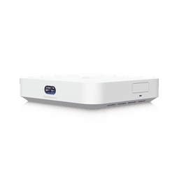UniFi Cloud Gateway MAX, Router con todos los servicios UniFi, administra hasta 30 dispositivos UniFi y 300 clientes. 1 pto WAN 2.5G, 4 pts LAN 1G (uno configurable como WAN), seguridad IDS/IPS, VPN, bloqueo de apps/URLs, 512 GB memoria interna
