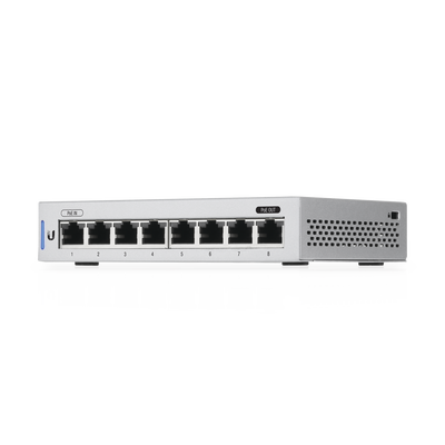 Switch UniFi Administrable capa 2 de 8 Puertos Gigabit (7 Ethernet y 1 PoE Pasivo 48V)