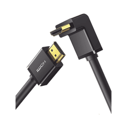 Cable HDMI 2.0  en Angulo de 90°  / 1 m / 4K@60Hz / HDR / 3D / HEC (Canal Ethernet HDMI) / ARC (Canal de Retorno de Audio / CEC / 32 canales de Audio / HDCP 2.2 / Dolby Atmos / 18 Gbps / Blindaje Múltiple