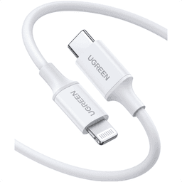 Cable USB-C a Lightning | 1 Metro | Certificado MFi | Carga Rápida 60W | 480 Mbps | PD | Conector C94 | Adecuado para iPhone, iPad y iPod | Protección Integrada | Caja de ABS | Cubierta de TPE | Color Blanco.