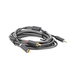 Cable Adaptador de 3.5mm Macho a 2 RCA Macho / 3 Metros / Color Gris / Blindaje Múltiple / ABS / Alta Calidad 