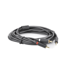 Cable Adaptador de 3.5mm Macho a 2 RCA Macho / 5 Metros / Color Gris / Blindaje Múltiple / ABS / Alta Calidad