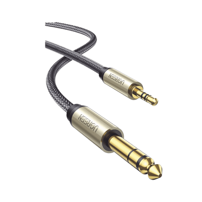 Cable Audio Estéreo 3.5mm (1/8") TRS a 6.35mm (1/4") TS / 1 Metro / Audio de Hi-Fi / Trenza de Nylon / Blindaje Múltiple / Caja de Aleación Zinc / Núcleo de Cobre Puro / Compatibilidad Universal