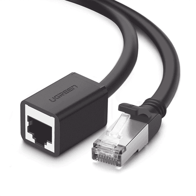Cable de Extensión Cat6 RJ45 F/UTP / Macho a Hembra / 1m / Método de conexión 568B / Velocidad de transmisión 1000Mbps / Ancho de banda del canal 250MHz /Caja de Cobre / Negro