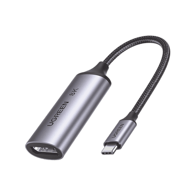 Cable Adaptador USB-C a DP 1.4 |  8K@60Hz | 4K@240Hz | Compatible con Thunderbolt 3 & 4 | HDR | eARC | DTS |  Dolby | 3D | ALLM | VRR | Admite Multi-Stream (MST) | Longitud del cable 10cm | Caja de Aluminio.