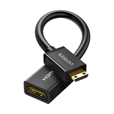 Adaptador Mini HDMI a HDMI (HDMI Tipo C)   / 18Gbps / 4K@60Hz / HDR /  Tecnología 3D / ARC / Carcasa PC+ABS / HDCP/ Longitud de 22 cm