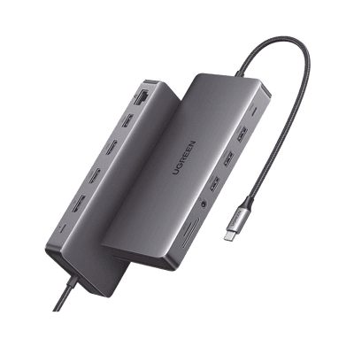 HUB USB-C (Docking Revodok Pro 313) 13 en 1 | 2 HDMI 4K@60Hz | 1 DP 4K@60Hz | USB-C 3.2 (10Gbps) | 2 USB-A 3.2 (10Gbps) | 2 USB-A 3.0 (5Gbps) | USB-C PD Carga 100W | RJ45 (Gigabit Ethernet) | SD + Micro SD (TF) Simultáneo | Jack Audio 3.5mm.