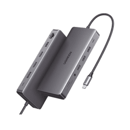 HUB USB-C (Docking Revodok Pro 313) 13 en 1 | 2 HDMI 4K@60Hz | 1 DP 4K@60Hz | USB-C 3.2 (10Gbps) | 2 USB-A 3.2 (10Gbps) | 2 USB-A 3.0 (5Gbps) | USB-C PD Carga 100W | RJ45 (Gigabit Ethernet) | SD + Micro SD (TF) Simultáneo | Jack Audio 3.5mm.