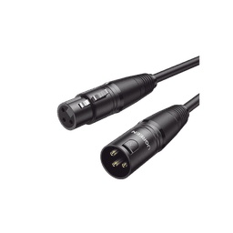 Cable para Micrófono XLR Tipo Canon Macho a Hembra / 10 Metros / Plug & Play / Antiinterferencias / Triple Blindaje / Alta Calidad / Color Negro