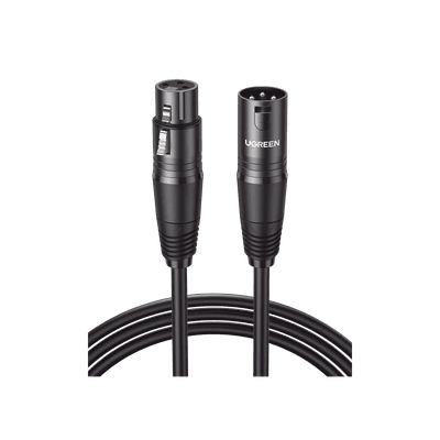 Cable para Micrófono XLR Tipo Canon Macho a Hembra / 10 Metros / Plug & Play / Antiinterferencias / Triple Blindaje / Alta Calidad / Color Negro