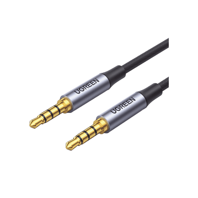 Cable Auxiliar de 3.5mm / Cable Audio Estéreo / Núcleo de Alambre de Cobre Esmaltado / Carcasa de Aluminio Azul + Nylon Trenzado /  Soporta Micrófono / 2 Metros