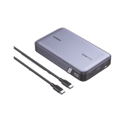 Power Bank de 20000mAh | 3 Salidas 100W Max. | USB-A + 2 USB-C | PD 3.0 | QC3.0 | FCP | SCP | Pantalla Inteligente | Carcasa Ignifuga | Color Gris | Incluye Cable USB de 50cm | Carga tu Laptop de Manera Segura.