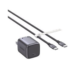 Combo Cargador Nexode Mini 30W PD GaN Tech + Cable USB-C 60W | Tecnología Inteligente | Carga Rápida | Carcasa Ignifuga | Cable de 1 Metro | Carcasa de Aluminio | Nylon Trenzado. 