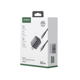 Combo Cargador Nexode Mini 30W PD GaN Tech + Cable USB-C 60W | Tecnología Inteligente | Carga Rápida | Carcasa Ignifuga | Cable de 1 Metro | Carcasa de Aluminio | Nylon Trenzado. 