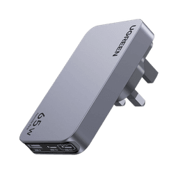Cargador Rápido GaN 65W UGREEN / 2 Puertos USB-C + 1 Puerto USB-A / Tecnología GaN / Carga Rápida PPS PD 3.0 QC 4.0 / Compatibilidad Universal 100-240V / Diseño Compacto