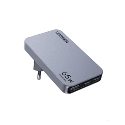 Cargador Rápido GaN 65W UGREEN / 2 Puertos USB-C + 1 Puerto USB-A / Tecnología GaN / Carga Rápida PPS PD 3.0 QC 4.0 / Compatibilidad Universal 100-240V / Diseño Compacto