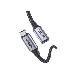 Cable USB-C Macho a USB-C Hembra | 1metro | USB-C 3.1 Gen 2 | Compatible con Thunderbolt 3 | Carcasa de Aluminio | Nylon Trenzado |  Transferencia de Datos 10 Gbps | Soporta hasta 100W para Carga Rápida.