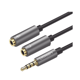 Cable Divisor en Y / De 3.5 mm Macho a Dos Salidas de 3.5 mm Hembra / CTIA, TRS / Núcleo de Cobre / TPE /  Longitud 20 cm / Ideal para Separar el Micrófono de los Auriculares