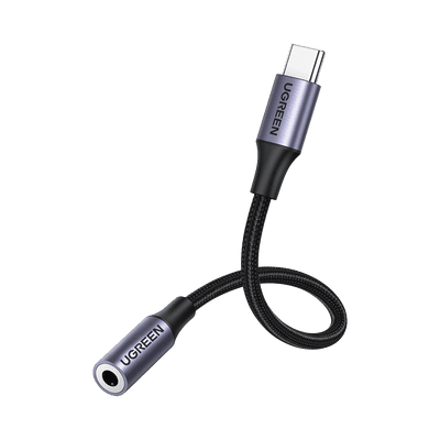 Adaptador USB Tipo C a Jack 3.5mm | Cable de 10 cm | Soporta CTIA/OMTI | HiFi | Plug & Play | Funda Anti Torceduras | Carcasa de Aluminio | Nylon Trenzado | Llama, Escucha Música y Controla.