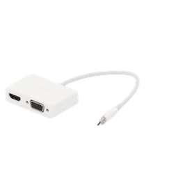 Adaptador USB C a HDMI VGA | Compatible con Thunderbolt 3 | USB 3.1 Tipo C | HDMI 4K*2K @30Hz | VGA 1920*1080@60hz | Salidas Simultaneas en Modo Espejo | Caja de ABS | No requiere Controlador | Chip IC inteligente incorporado.