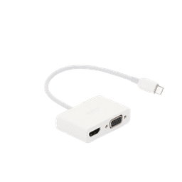 Adaptador USB C a HDMI VGA | Compatible con Thunderbolt 3 | USB 3.1 Tipo C | HDMI 4K*2K @30Hz | VGA 1920*1080@60hz | Salidas Simultaneas en Modo Espejo | Caja de ABS | No requiere Controlador | Chip IC inteligente incorporado.