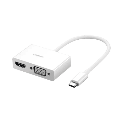 Adaptador USB C a HDMI VGA | Compatible con Thunderbolt 3 | USB 3.1 Tipo C | HDMI 4K*2K @30Hz | VGA 1920*1080@60hz | Salidas Simultaneas en Modo Espejo | Caja de ABS | No requiere Controlador | Chip IC inteligente incorporado.