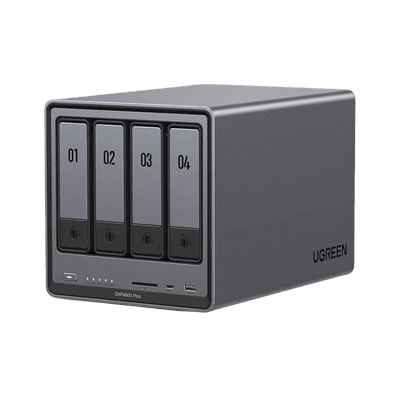NASync DXP4800 Plus | SO UGOS Pro |  Pentium Gold 8505 Intel® Core™ i5 | 4-Bahias (SATA) hasta 96TB | 2* M.2 SSD hasta 16TB | 8GB DDR5 (Exp. a 64GB) | 2 Ethernet | HDMI 4K | 2* USB2.0 | 1*USB 3.2Gen1 | 1* USB 3.2Gen2 | 1*USB-C 3.2Gen2 | SD 3.0