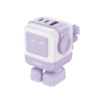 Cargador RobotGaN de 65W Serie Nexode | 3 Puertos de Carga Rápida | 2 USB-C | 1 USB-A | PD 3.0 | QC 4.0 | Carga Inteligente | Tecnología GaN II | Zapato Magnético Extraíble | Carcasa Ignifuga | Pantalla LED. 