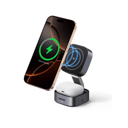 Cargador Inalámbrico 2 en 1 25W / Tecnología Magnética Qi 2 / 15W para Teléfono + 5W para Auriculares / Puerto USB-C 5W / Protecciones Múltiples / Cable USB-C Incluido