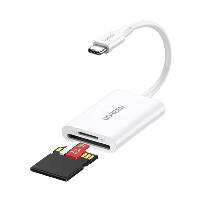 Lector de Tarjetas USB-C 3.1 | Soporta Micro-SD (TF) /SD | 5Gbps | 170 MB/s | OTG | Soporta hasta 2TB | Admite intercambio en Caliente | 2 tarjetas simultaneas | Soporta Windows/Mac OS/Linux | Color Blanco