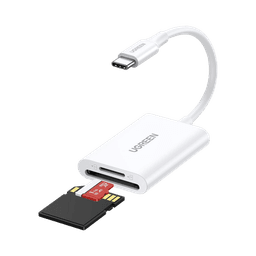 Lector de Tarjetas USB-C 3.1 | Soporta Micro-SD (TF) /SD | 5Gbps | 170 MB/s | OTG | Soporta hasta 2TB | Admite intercambio en Caliente | 2 tarjetas simultaneas | Soporta Windows/Mac OS/Linux | Color Blanco