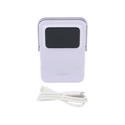 Power Bank Inalambrico | 5000mAh | 7.5W  |  Con Emojis de Estado | Carga Rápida USB-C Bidireccional  | Pantalla TFT  Inteligente | 13 niveles de Proteccion | Con Holder | Color Purple.
