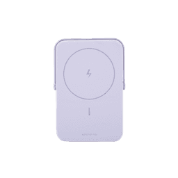 Power Bank Inalambrico | 5000mAh | 7.5W  |  Con Emojis de Estado | Carga Rápida USB-C Bidireccional  | Pantalla TFT  Inteligente | 13 niveles de Proteccion | Con Holder | Color Purple.