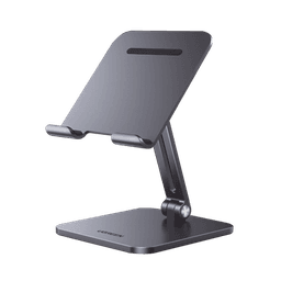 Soporte de Aluminio para IPad & Tablet | Plegable |Angulo Ajustable de 180° y 270° | Base Antideslizante | Protección  de Silicona | Amplia Compatibilidad con dispositivos de 7.9'' a 12.9'' | Aluminio Solido | Color Gris