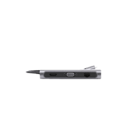 HUB USB-C Docking Station) 9 en 1 | 3 USB-A 3.0 | USB-C PD Carga 100W | HDMI 4K@30Hz | RJ45 (Gigabit Ethernet) | VGA | Lector Tarjeta SD + Micro SD (TF) Uso Simultaneo | Carcasa de Aluminio.