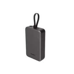 Power Bank Portatil | 20000mAh (74Wh) | 30W | Con Cable USB-C Incorporado | 2 Salidas 22,5W | Pantalla Inteligente | Multiple Proteccion | Aprobado por Aerolíneas | Color Grey.