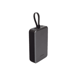 Power Bank Portatil | 20000mAh (74Wh) | 30W | Con Cable USB-C Incorporado | 2 Salidas 22,5W | Pantalla Inteligente | Multiple Proteccion | Aprobado por Aerolíneas | Color Grey.