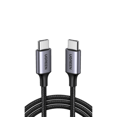 Cable USB-C a USB-C | 2 Metros | Transferencia de datos de 480 Mbps | Carga Rápida de hasta 60W | QC 4.0/3.0/2.0 | PD3.0 | FPC | AFC | Protección Integrada | Caja de Aluminio | Nylon Trenzado | Color Negro.