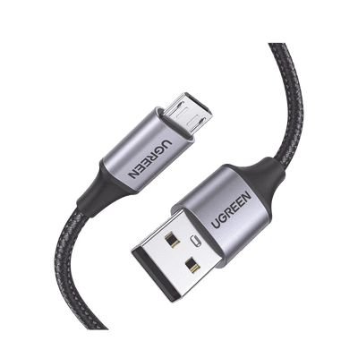 Cable USB-A a Micro USB | 1 Metro | Carga Rápida | QC 3.0/2.0 | FPC | AFC | Transferencia de datos de 480 Mbps | Recarga hasta 18W | Protección Integrada | Caja de Aluminio | Nylon Trenzado | Color Negro.