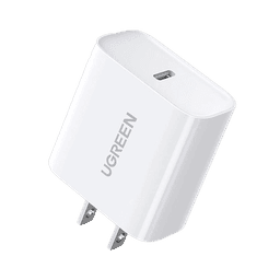 Cargador USB-C de 20W | 1 USB-C de Carga Rápida | QC4.0+ | PD3.0 | PPS | BC1.2| Carga Inteligente | Chip PWM | Múltiple Protección | Mayor Eficiencia Energética | Tamaño Compacto | Carcasa Ignifuga | Color Blanco.