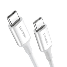 Cable USB-C a USB-C | 1 Metro | Carga Rápida de hasta 60W | Transferencia de datos de 480 Mbps | PD3.0 | QC 4.0/3.0/2.0 | FPC | AFC | Duradero y Flexible| Caja ABS | Cubierta de TPE | Color Blanco.