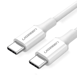 Cable USB-C a USB-C | 1 Metro | Carga Rápida de hasta 60W | Transferencia de datos de 480 Mbps | PD3.0 | QC 4.0/3.0/2.0 | FPC | AFC | Duradero y Flexible| Caja ABS | Cubierta de TPE | Color Blanco.