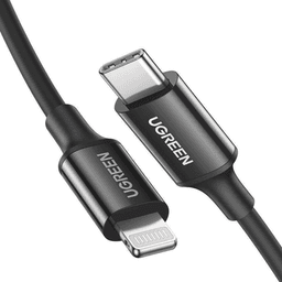 Cable USB-C a Lightning | 1 Metro | Certificado MFi | Carga Rápida 60W | 480 Mbps | PD | Conector C94 | Adecuado para iPhone, iPad y iPod | Protección Integrada | Caja de ABS | Cubierta de TPE | Color Negro.