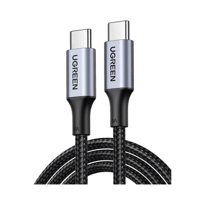 Cable USB-C a USB-C | 1 Metro | Carga Rápida de hasta 100W | Transferencia de datos 480 Mbps | PD3.0 | QC4.0/3.0/2.0 | FPC | AFC | Protección Integrada| Caja de Aluminio | Nylon Trenzado | Amplia Compatibilidad | Color Negro.