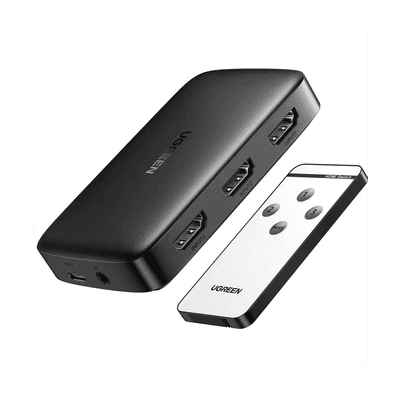 Conmutador HDMI (Switch) 4K@30Hz | 3 Entradas a 1 Salida | 3D | Transmisión Estable | Incluye Control Remoto | Receptor de Infrarrojos | Indicador LED | Chip Inteligente | Incluye Cable Micro USB para Alimentación.