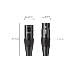 Conector de Audio XLR Tipo Canon Hembra / PVC / ABS / Aleación Zinc / Anti Oxidante / Anti Caida / Sin Aflojarse /Apertura Ajustable de 6.0 a 7.0 mm / Soldable