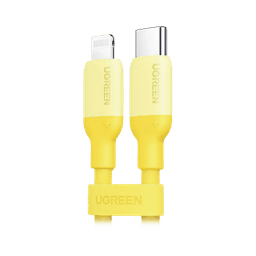 Cable USB-C a Lightning / Certificado MFi / 1 Metro / Adecuado para iPhone, iPad, iPod / Carga Rápida PD 20W /  Sincronización de Datos de hasta 480 Mbps / Goma de Silicona y  TPE. / Suave al Tacto / Color Yellow