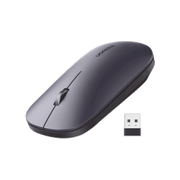 Mouse inalámbrico 2.4 GHz | Ultra Delgado y Silencioso | DPI 1000/1600/2000/4000 (Ajustable)  | Alcance 10m | Scroll de Aluminio | Adaptable a diferentes superficies | Diseño suave al tacto | Contiene Receptor USB | Color Negro.